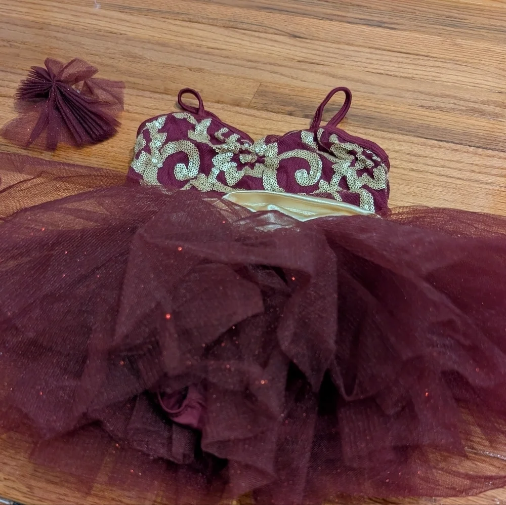 Weissman Burgundy & Gold Dance Costume